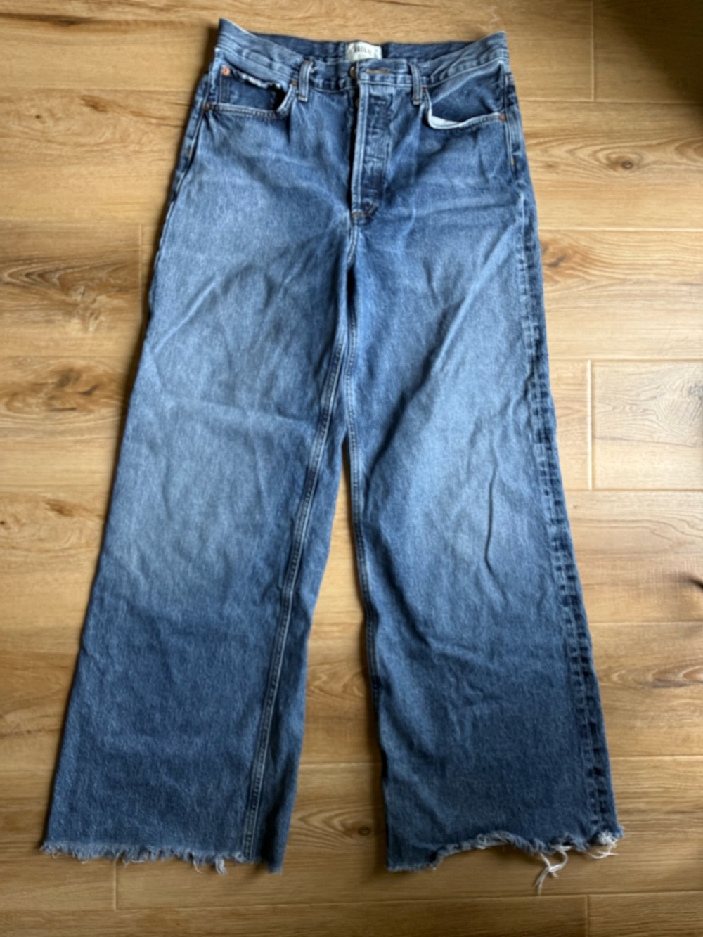 Agolde Mens Bootcut Denim Jeans in Faded Blue